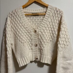 Cozy Cream Knit Cropped Cardigan